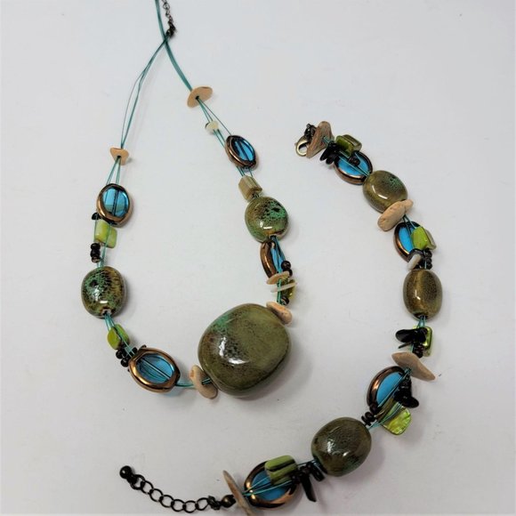 Premier Design Necklace n Bracelet Set Porcelain - Picture 1 of 11